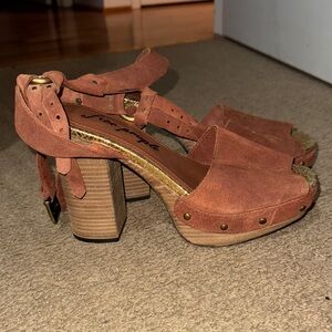 Free People Tan Suede Platform Heels